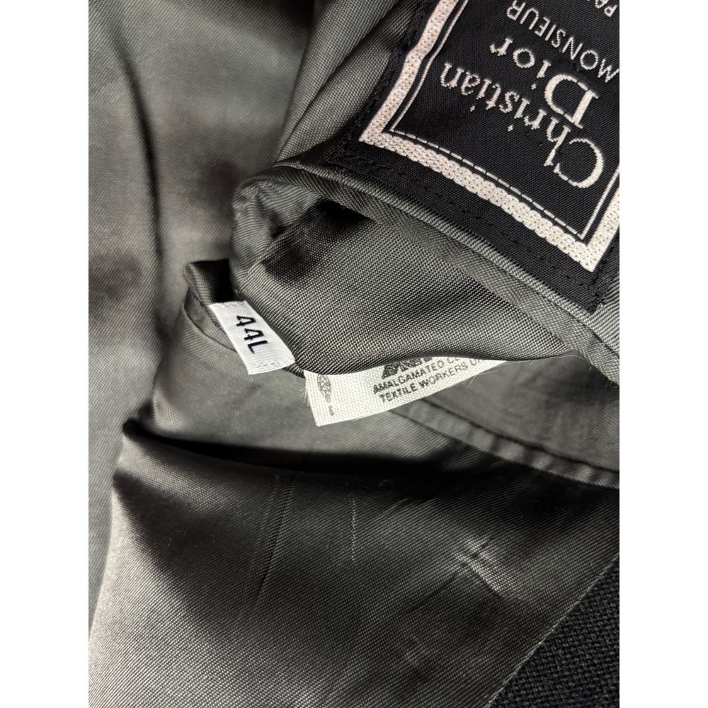 vtg 90s Christian Dior 44L 36x32 Gray Windowpane Pant Suit Double Breasted USA - Picture 5 of 16